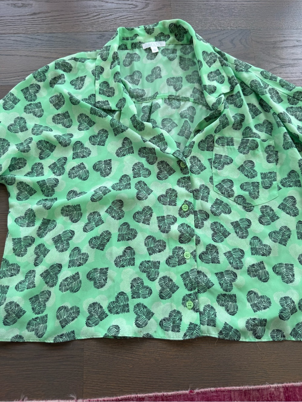 Abound Mint Green Heart-Print Button-Down Shirt